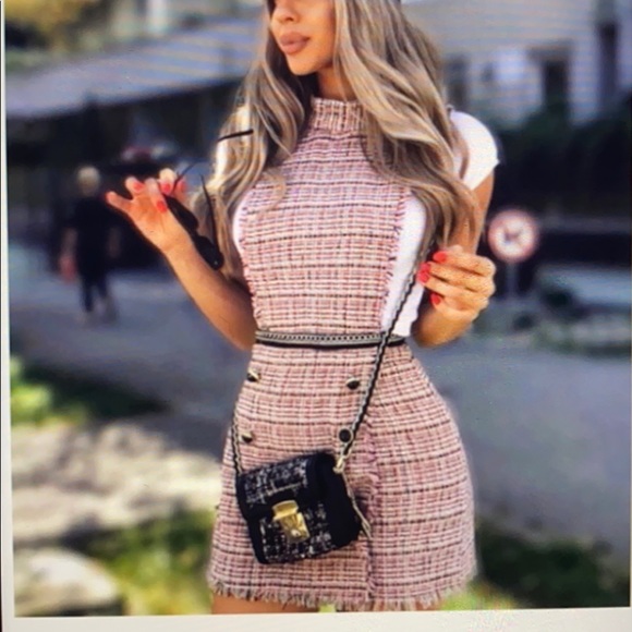 pink tweed playsuit